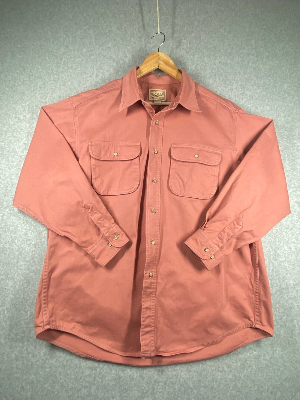 Woolrich outdoorwear jacket shirt men’s XL Pink Long Slv 100% cotton pockets